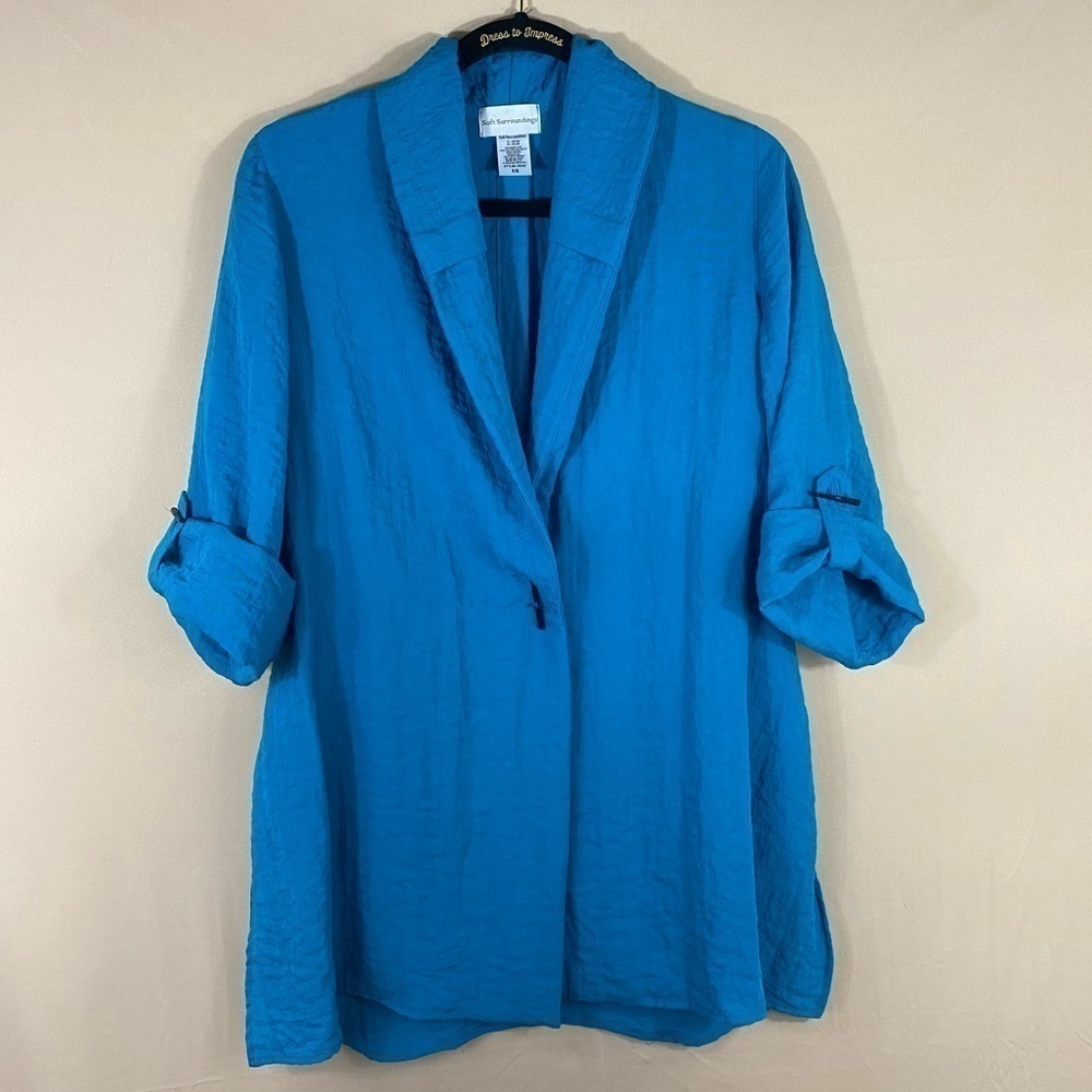 𝅺SOFT Surroundings Teal Blue Toggle Oversized Blazer Shacket XS